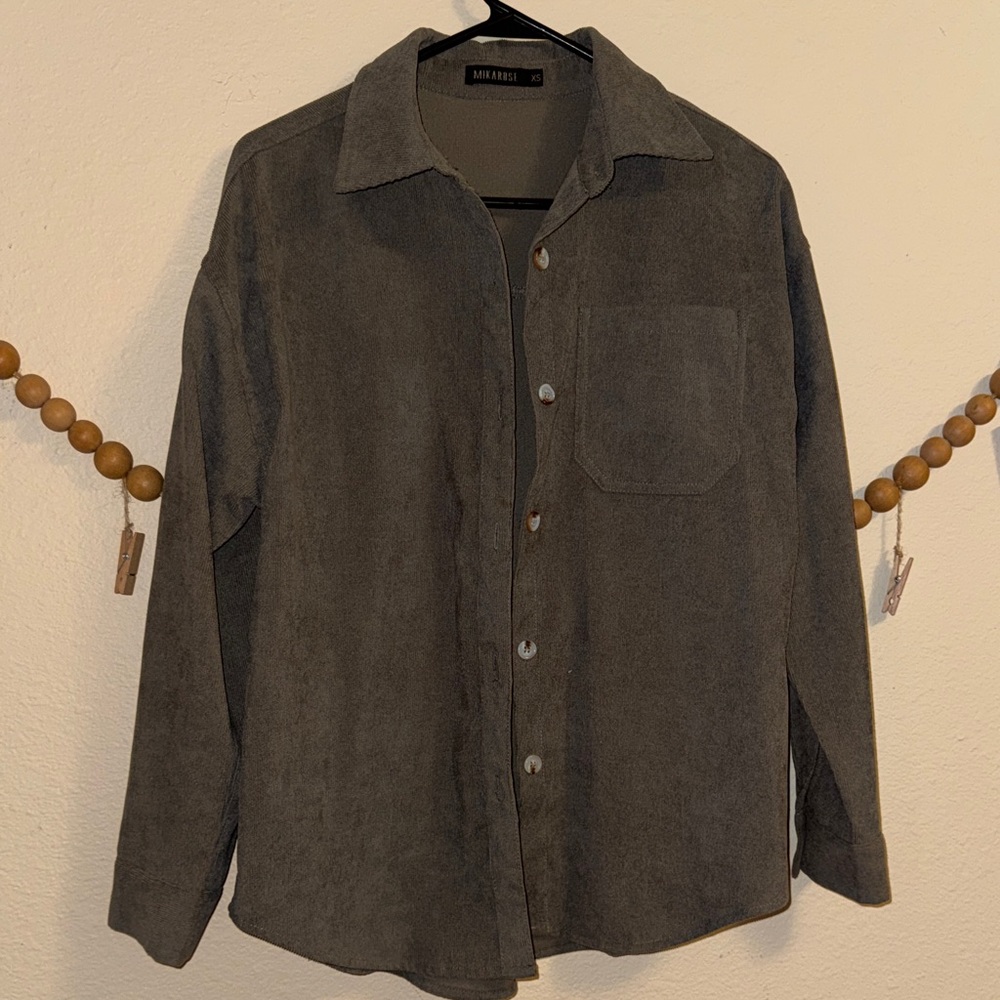 Dark Olive Green Button-Up Shirt